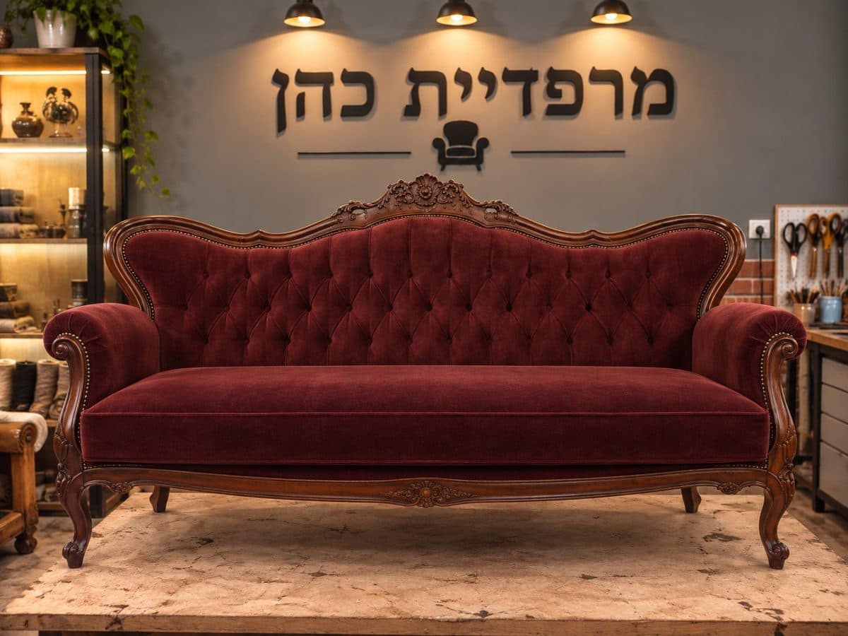 ספה מגולפת בסגנון עתיק — אחרי