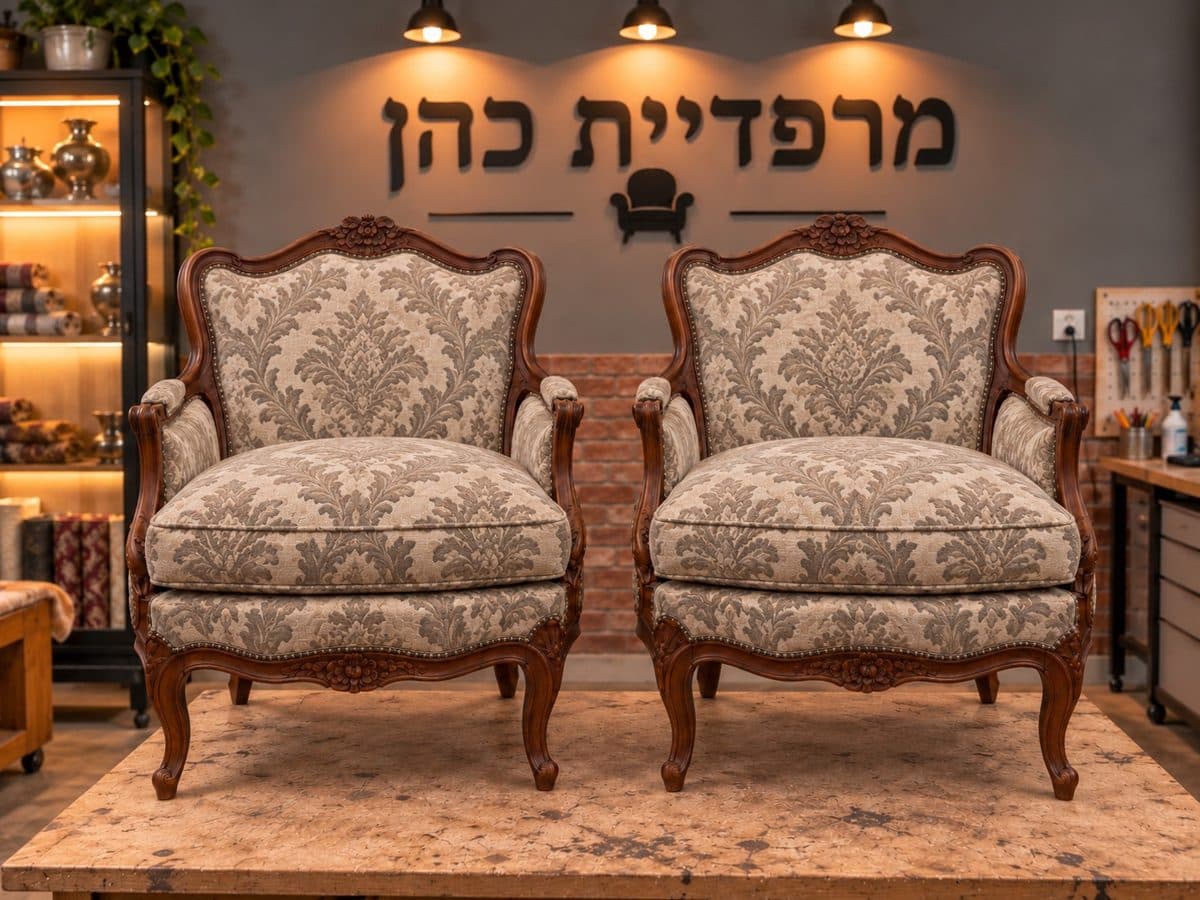 זוג כורסאות בסגנון עתיק — אחרי
